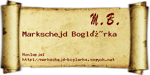 Markschejd Boglárka névjegykártya